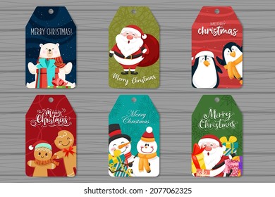 Collection of Christmas and New Year gift tags. Christmas sale paper tags different picture on tags for christmas holiday shopping promotion. Vector illustration design