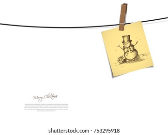 collection of christmas note hanged on rope with clothes peg 