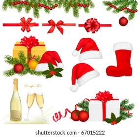 Collection of Christmas objects. Vector.