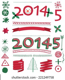 Collection of christmas ornaments and decorative elements