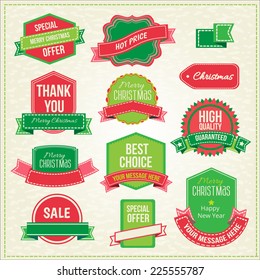 Collection of christmas ornaments and decorative elements, vintage frames, labels, stickers