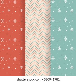 Collection of Christmas patterns on pastel color backgrounds, for gift wrapping paper