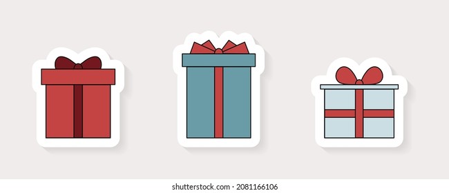 Collection of Christmas presents. Xmas labels concept. Vector