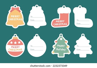 Collection of christmas ready to use gift tags. Christmas label illustration set.