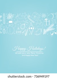 Collection of Christmas related items, drawn in doodle style. Elements for design.