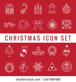 Collection of christmas related line icons