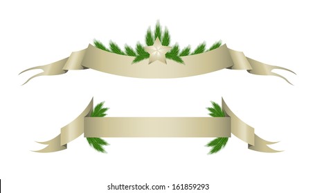 Collection of Christmas ribbons with needles