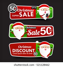 Collection of Christmas Sale red and green tag banner for web promotion sale discount vector illustration eps 10