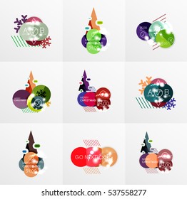Collection of Christmas Sale Stickers, Labels and Tags with snowflakes. For web design templates, online store price promotions