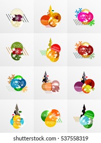 Collection of Christmas Sale Stickers, Labels and Tags with snowflakes. For web design templates, online store price promotions