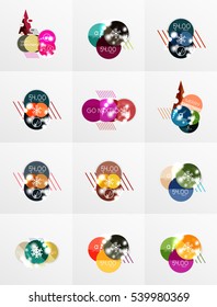 Collection of Christmas Sale Stickers, Labels and Tags with snowflakes. For web design templates, online store price promotions