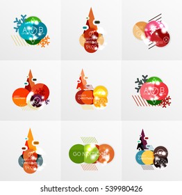 Collection of Christmas Sale Stickers, Labels and Tags with snowflakes. For web design templates, online store price promotions