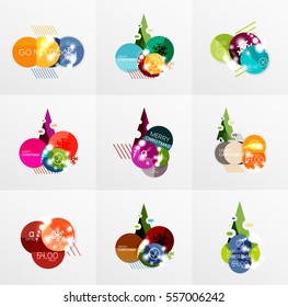 Collection of Christmas Sale Stickers, Labels and Tags with snowflakes. For web design templates, online store price promotions