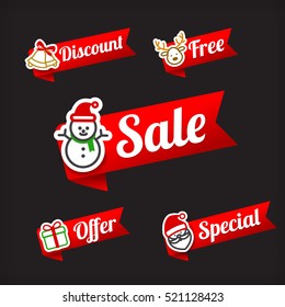 Collection of Christmas sale tag for web banner promotion sale discount vector illustration eps 10