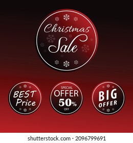 Collection of Christmas sale tags. Big offer, best price, Special offer. Circle shape labels set.