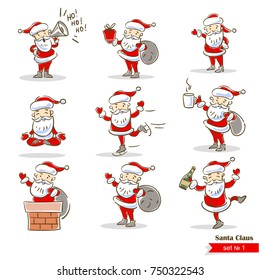 Collection of Christmas Santa Claus. Santa Clauses set.