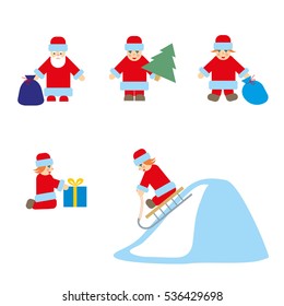 Collection of Christmas Santa Claus. Christmas and New year set.