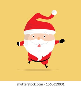 Collection of Christmas Santa Claus. Set of funny cartoon characters with different emotions and New Year's objects. Vector illustration isolated on light yellow background