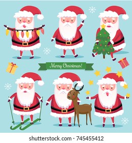 Collection of Christmas Santa Claus. Set of Xmas Illustration. For use - Sale sign, flyer, poster, shopping, card.