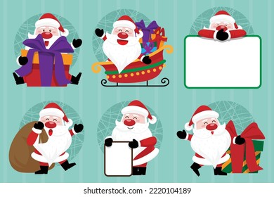 Collection of christmas Santa Claus Vector Drawing  Illustrations and vectors