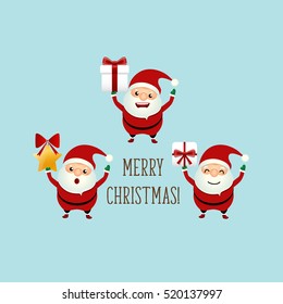 Collection of Christmas Santa Claus. Vector illustration