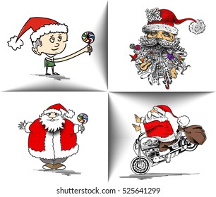 Collection of Christmas Santa Claus, Vector Illustration