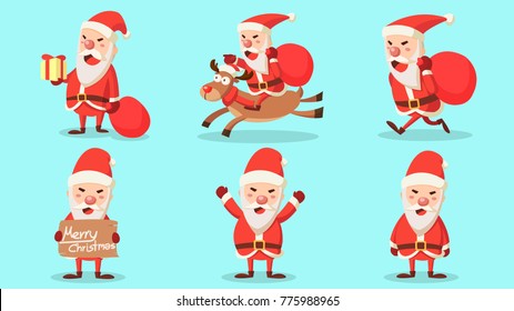 Collection of Christmas Santa Claus. Vector illustration