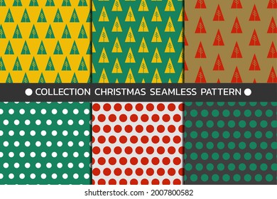 Collection Christmas Seamless Pattern. Xmas Concept. Design for for gift wrapping paper,wallpaper,fabric,packaging,surface,print,poduct.Vector illustration 