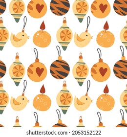 Colección de patrones de Navidad sin fisuras. Imagen de decoraciones de árboles de Navidad. Ilustración vectorial.
