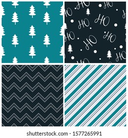 Collection of Christmas seamless patterns. Set of seamless patterns for wallpaper, web sites, wrapping paper, for fashion prints, fabric, design. 