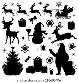 Collection of a christmas silhouettes.
