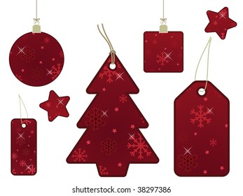 collection of christmas snowflake tags and decorations