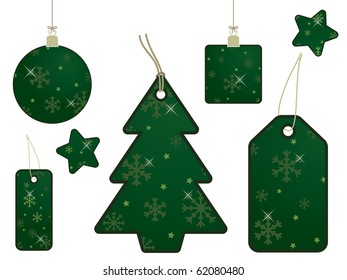 collection of christmas snowflake tags and decorations