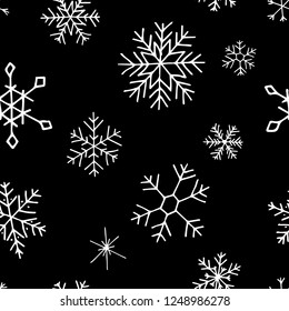 Collection Christmas Snowflakes On Black Backdrop Stock Vector (Royalty ...