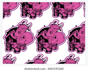 Collection of Christmas stickers of decorations, holiday gifts, winter knitted woolen clothes, ginger bread, trees, gifts and penguin. Colorful vector illustration in flat cartoon style  pattern merry