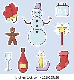 Collection of Christmas stickers and icons