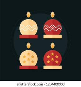 
Collection of Christmas theme candle illustrations. Flat design for holidays celebrations. Colorful background and candles in assorted formats.