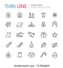 Collection of christmas thin line icons