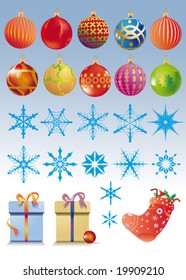 collection of Christmas time decoration elements