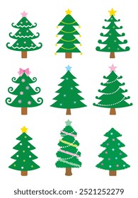 Colección de ilustraciones gráficas de árboles de Navidad en varias Formas