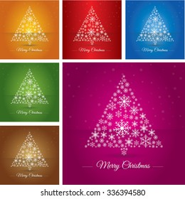 Collection Christmas tree made osnowflakes. Eps 10. Vector illustration. Merry Christmas 2016.