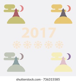 collection of christmas tree Vector illustration christmas tree on hill