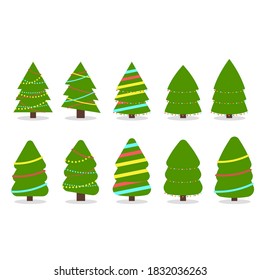 Collection of Christmas trees. Can be used for greeting card, invitation, banner, web design.