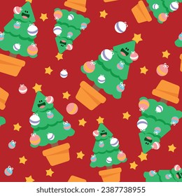 Collection of Christmas trees. Colorful vector illustration in flat cartoon style	