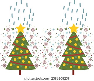 Collection of Christmas trees Colorful vector illustration in flat cartoon style
Vector New Year set with christmas trees
Cute evergreen trees with balls, stars and garlands
Fir works Christmas trees