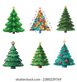 Collection of Christmas trees. Colourful vector illustration , christmas