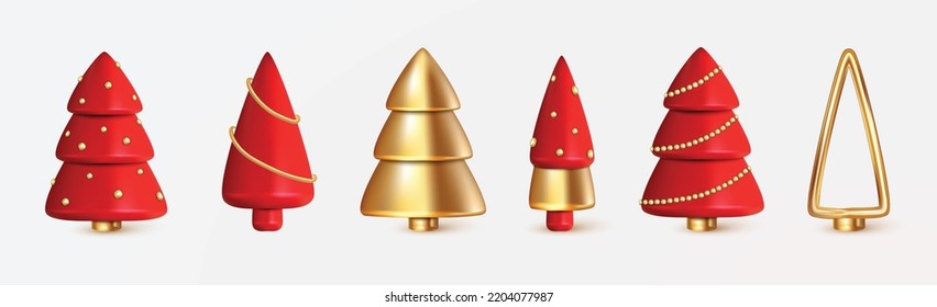 Collection of Christmas trees. Holiday elements for Holiday banner, flyer, greeting card.