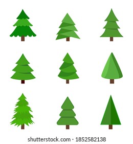 Collection of Christmas trees. isolated on white background. vector illustration