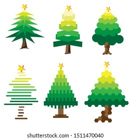 Collection of Christmas trees isolated vector, Simple shapes EPS10 Vector.