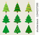 Collection of Christmas trees, modern flat design. Christmas tree vector set. Vector illustration EPS10